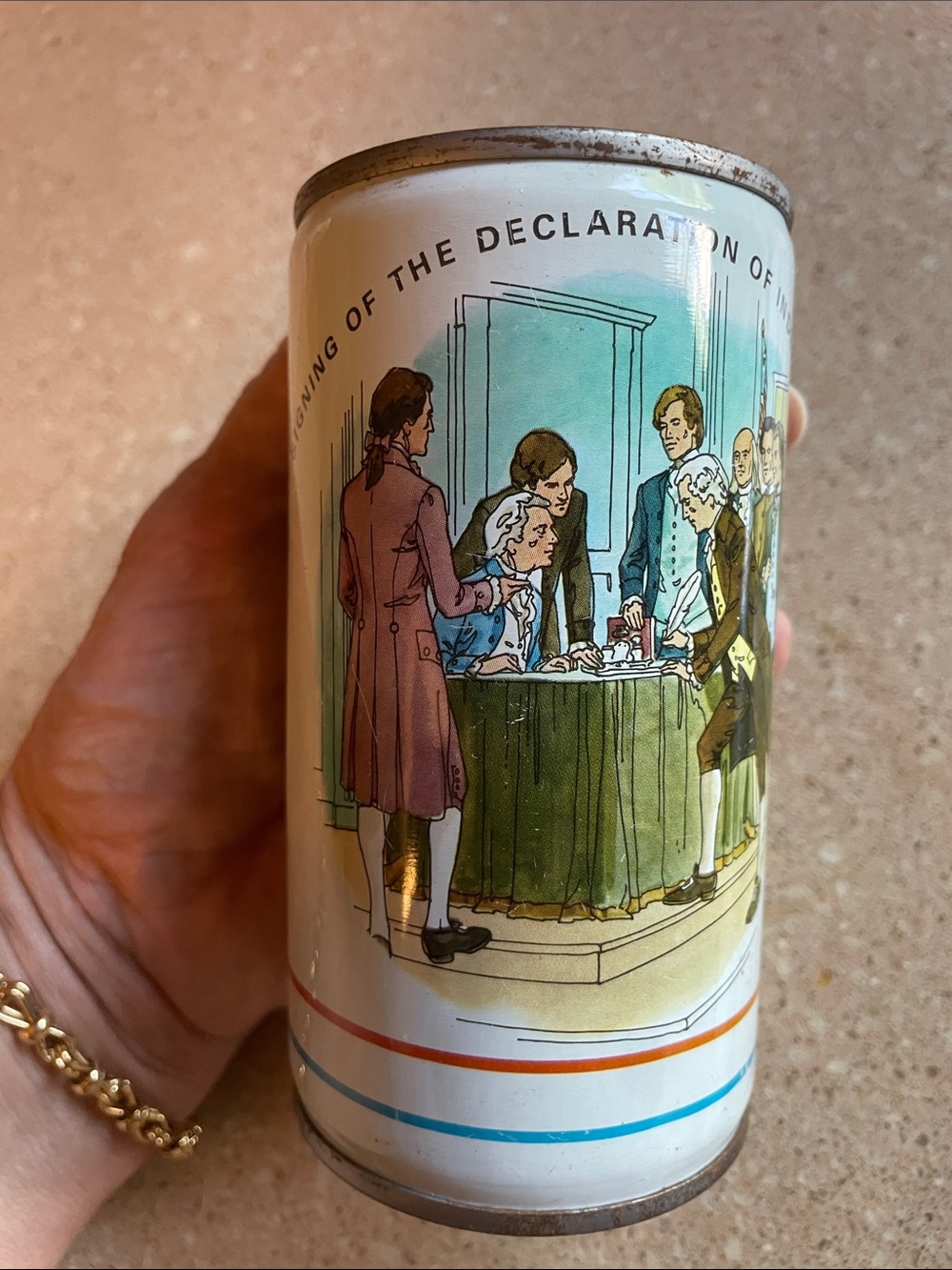 Vintage Declaration of Independence Decorative Canister - White